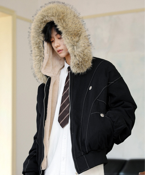 NEOS（KOKUYO） ブルゾン アウター 「neos」ルーズシルエット 襟ファー