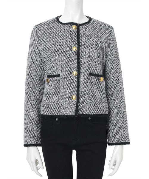 ☆美品☆non non dori 可愛い人形アップリケ　ツィードジャケット 42 fifth（フィフス） ジャケット テーラードジャケット 「harukaセレクト