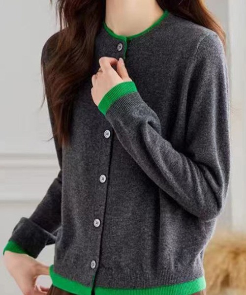 CADBURY（キャドバリー） カーディガン 袖、裾バイカラーカーディガン