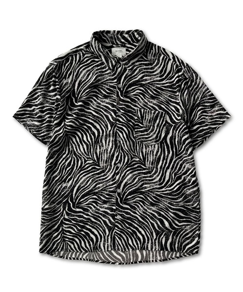 「CRIMIE」 半袖シャツ L ブラック×ホワイト メンズの画像