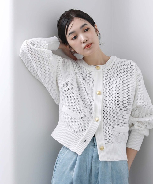 バーバリーブルーレーベル アンサンブル ニットカーディガン チューブトップ 白色 BLUE LABEL CRESTBRIDGE（ブルーレーベルクレストブリッジ）の「ミニ