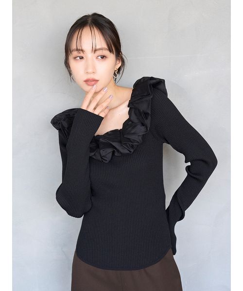 SNIDEL（スナイデル） ニット セーター シアーフリルニットプル