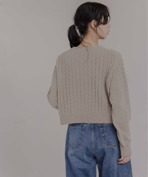 Eimee Law（エイミーロウ） カーディガン MIX釦 ケーブルモールニット