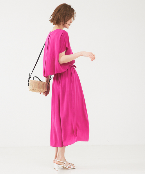 「abahouse mavie」 半袖ワンピース フリー ブルー レディース_画像4