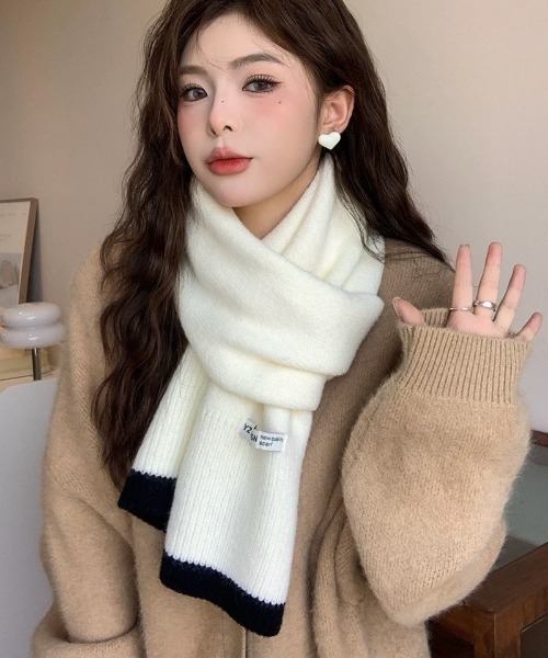 マフラー ストール 配色ニットマフラー レディース : ZOZOTOWN Yahoo