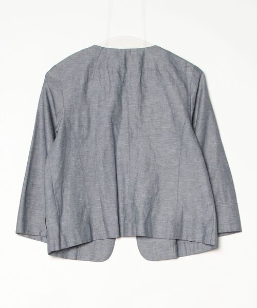 「NATURAL BEAUTY BASIC」 ノーカラージャケット MEDIUM ネイビー レディース_画像2