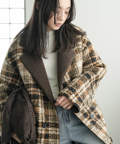 allureville タータンチェックコート　美品⭐️ mili an deni（ミリアンデニ） コート チェスターコート リバーシブル