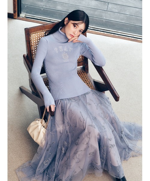 スカート elu Peony wool skirt- Charcoal/ Ivory elu Peony wool skirt- Charcoal/ Ivory