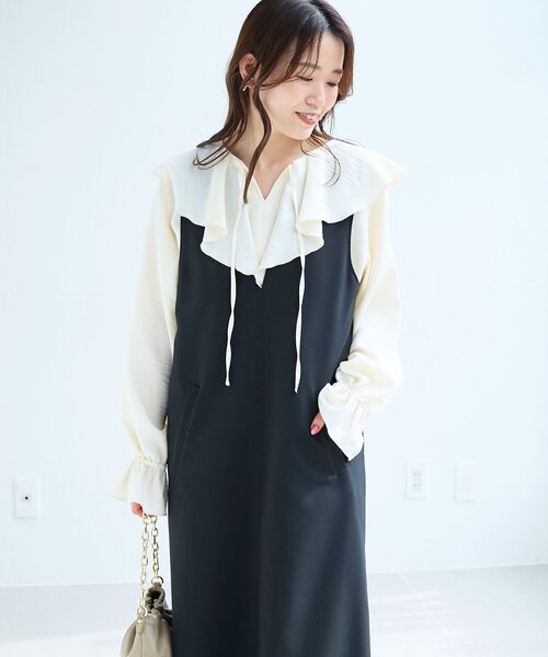 le.coeur blanc（ルクールブラン） ジャンパースカート Vネック