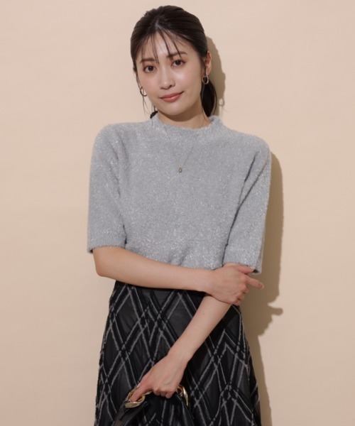 「Apuweiser-riche」 半袖ニット 2 グレー レディース_画像5