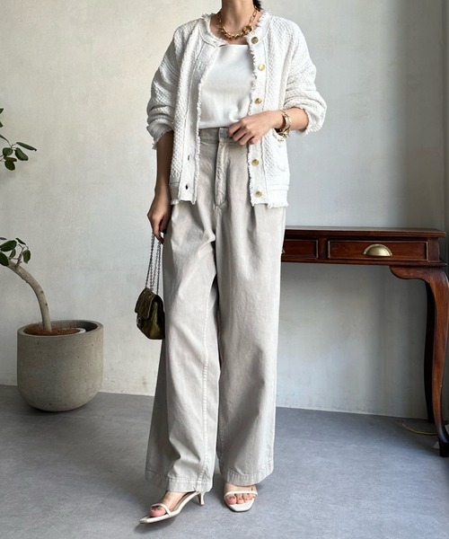 「DouDou」 チノパンツ S ライトグレー レディース_画像3