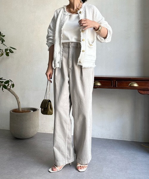 「DouDou」 チノパンツ S ライトグレー レディース_画像5