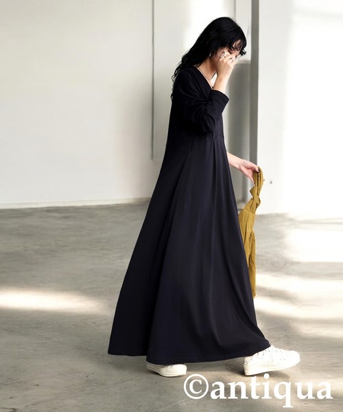 antiqua（アンティカ） 長袖ワンピース ONESIZE ブラック レディース