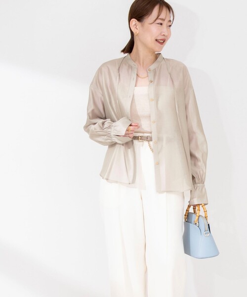 「NOLLEY'S」 長袖ブラウス 38 グレイッシュベージュ レディース_画像2