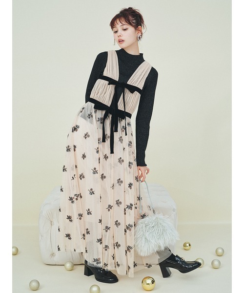 「LILY BROWN」 ノースリーブワンピース 1 ベージュ レディースの画像