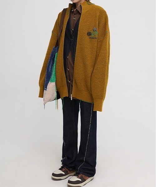 「MASONPRINCE」 「donottag」ニットカーディガン M グリーン レディース_画像2