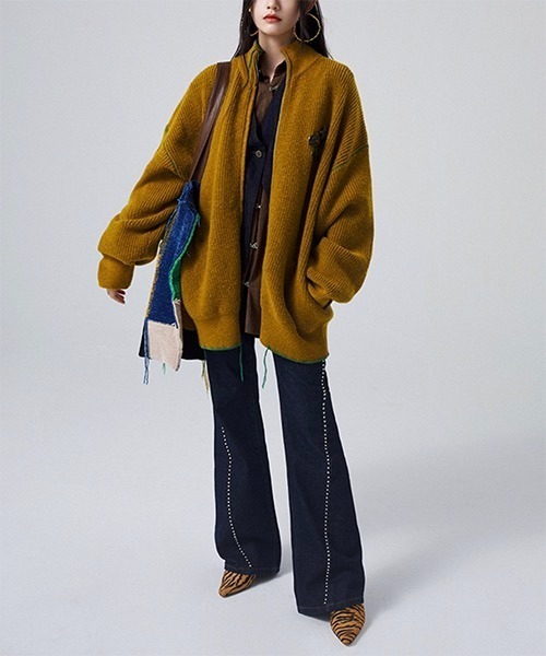 「MASONPRINCE」 「donottag」ニットカーディガン M グリーン レディース_画像6