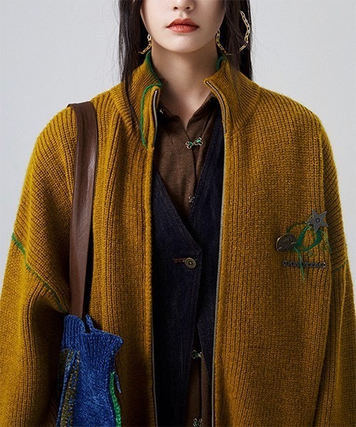 「MASONPRINCE」 「donottag」ニットカーディガン M グリーン レディース_画像8