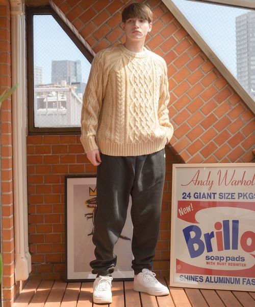 「HOUSTON」 長袖ニット LARGE グリーン メンズ_画像3