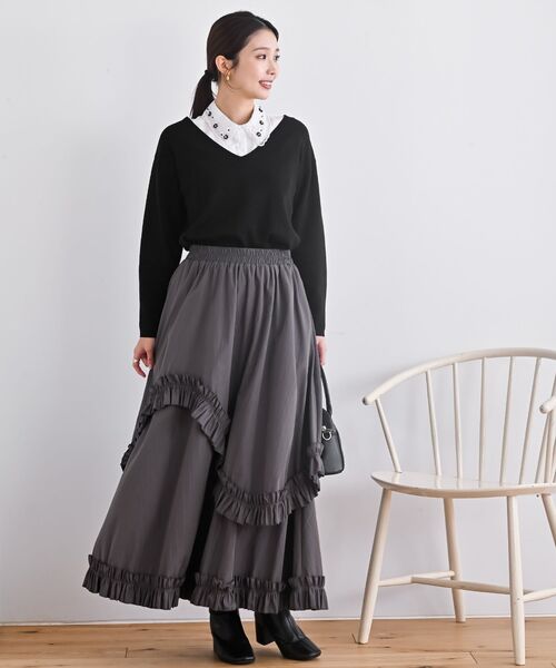 r・p・s（アールピーエス） スカート フリルアシメトリーレイヤー