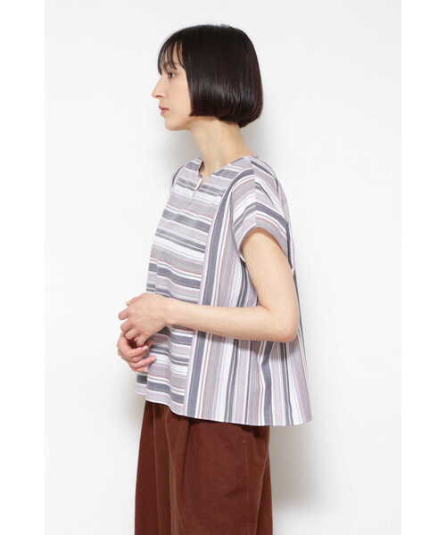 「human woman」 半袖ブラウス MEDIUM グリーン系その他4 レディース_画像4