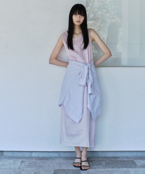 ワンピース リネンドロストノースリーブワンピース / GENTLE LINENの画像