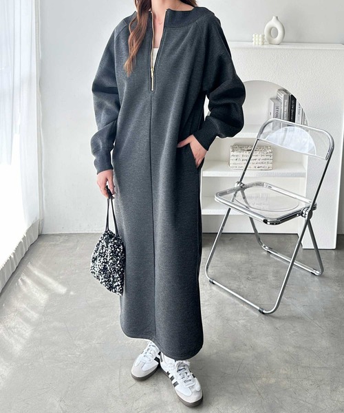 「GeeRA」 長袖ワンピース MEDIUM チャコール レディース_画像6