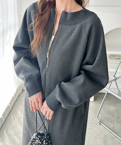 「GeeRA」 長袖ワンピース MEDIUM チャコール レディース_画像8