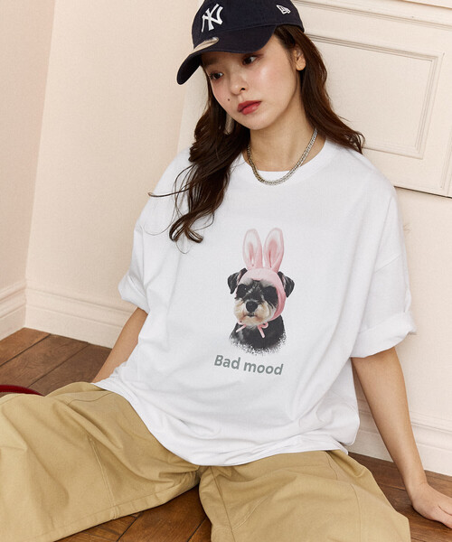 bulldogartＴシャツ PUBLUX/＜機能性素材＞Bad mood ドッグプリント Tシャツ 限定展開 スケートボード