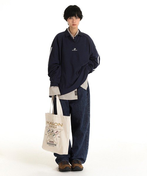 「MASONPRINCE」 長袖ポロシャツ M ブラック メンズの画像