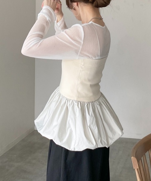 She's Closet チューブトップ ベアトップ 異素材切り替え ニット