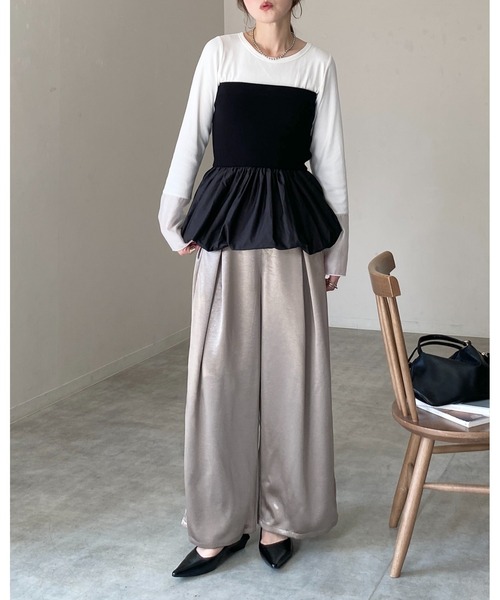 She's Closet チューブトップ ベアトップ 異素材切り替え ニット