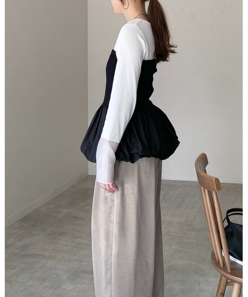 She's Closet チューブトップ ベアトップ 異素材切り替え ニット