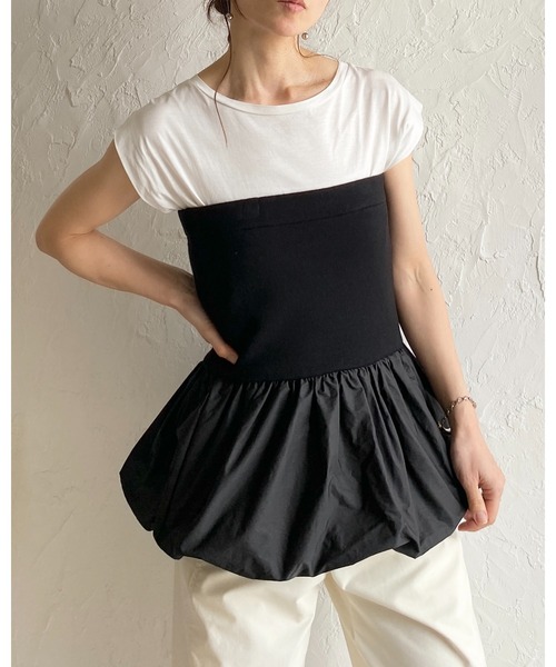 She's Closet チューブトップ ベアトップ 異素材切り替え ニット