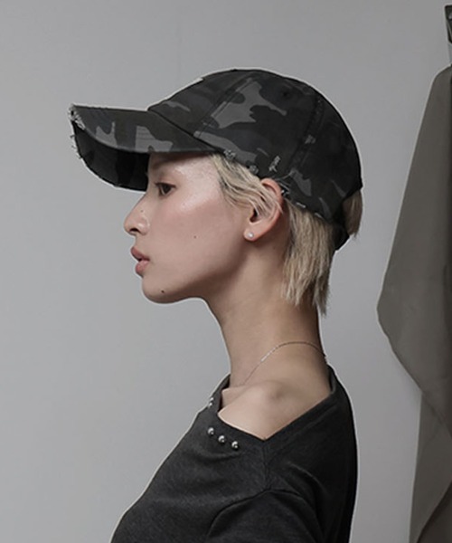 ULYSSES キャップ 帽子 迷彩柄ダメージ加工キャップ レディース