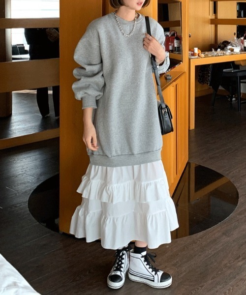 「ECLIN」 長袖ワンピース L グレー レディース_画像5