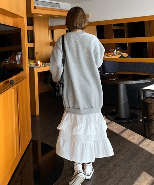 「ECLIN」 長袖ワンピース L グレー レディース_画像7