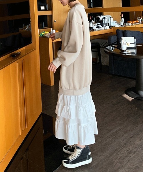 「ECLIN」 長袖ワンピース L グレー レディース_画像9