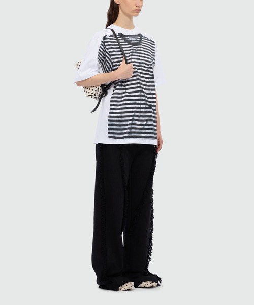 tシャツ ストライプトロンプルイユ Tシャツ レディースの画像