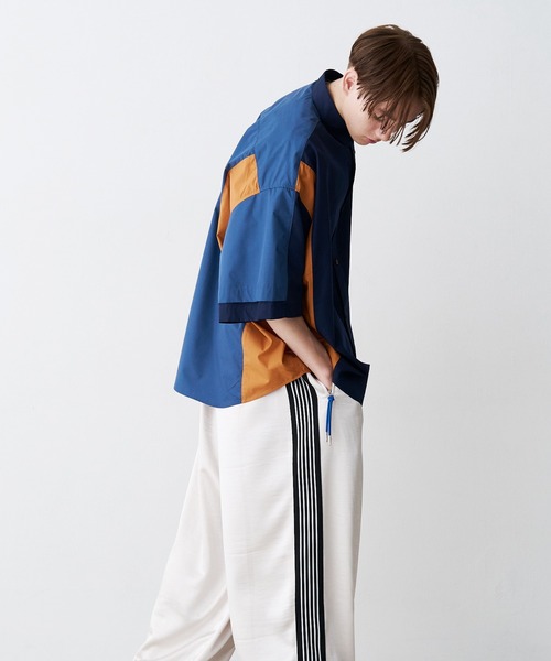 シャツ 「UNISEX」FAKE BLOCKING H/S SHIRTS/フェイクブロッキングショートスリーブシャツ メンズ レディースの画像