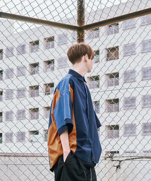 シャツ 「UNISEX」FAKE BLOCKING H/S SHIRTS/フェイクブロッキングショートスリーブシャツ メンズ レディースの画像