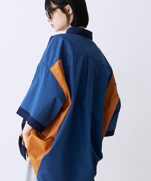シャツ 「UNISEX」FAKE BLOCKING H/S SHIRTS/フェイクブロッキングショートスリーブシャツ メンズ レディースの画像