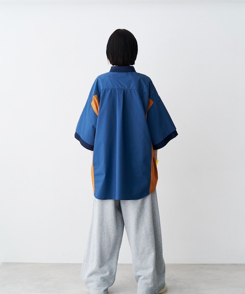 シャツ 「UNISEX」FAKE BLOCKING H/S SHIRTS/フェイクブロッキングショートスリーブシャツ メンズ レディースの画像