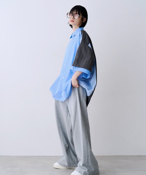シャツ 「UNISEX」FAKE BLOCKING H/S SHIRTS/フェイクブロッキングショートスリーブシャツ メンズ レディースの画像