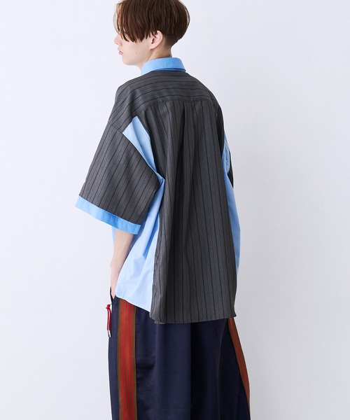 シャツ 「UNISEX」FAKE BLOCKING H/S SHIRTS/フェイクブロッキングショートスリーブシャツ メンズ レディースの画像