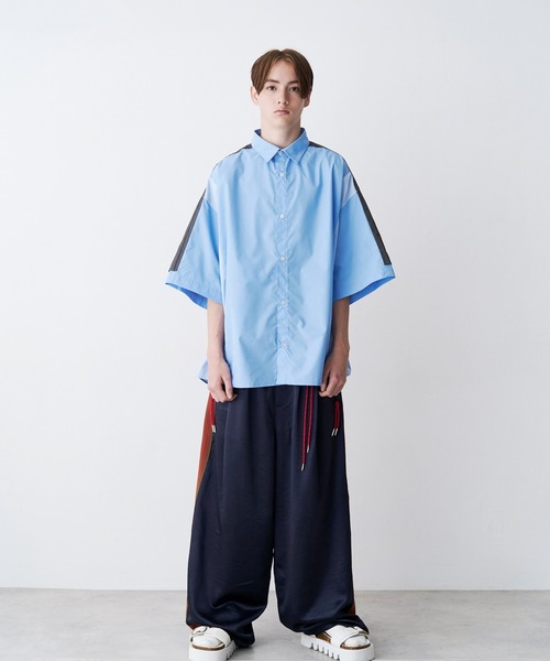 シャツ 「UNISEX」FAKE BLOCKING H/S SHIRTS/フェイクブロッキングショートスリーブシャツ メンズ レディースの画像