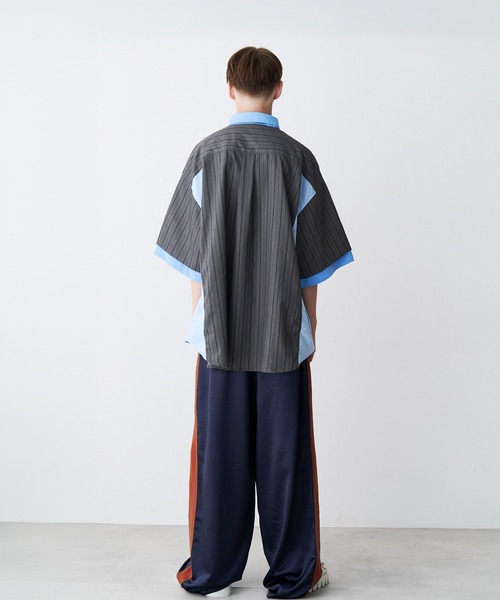 シャツ 「UNISEX」FAKE BLOCKING H/S SHIRTS/フェイクブロッキングショートスリーブシャツ メンズ レディースの画像