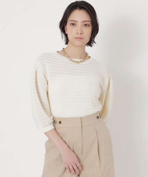 「EPOCA」 7分袖ニット 40 レッド レディース_画像2