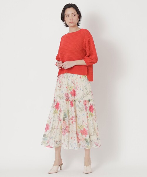 「EPOCA」 7分袖ニット 40 レッド レディース_画像4