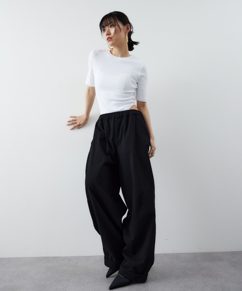 「HANNE」 イージーパンツ M ネイビー レディース_画像3
